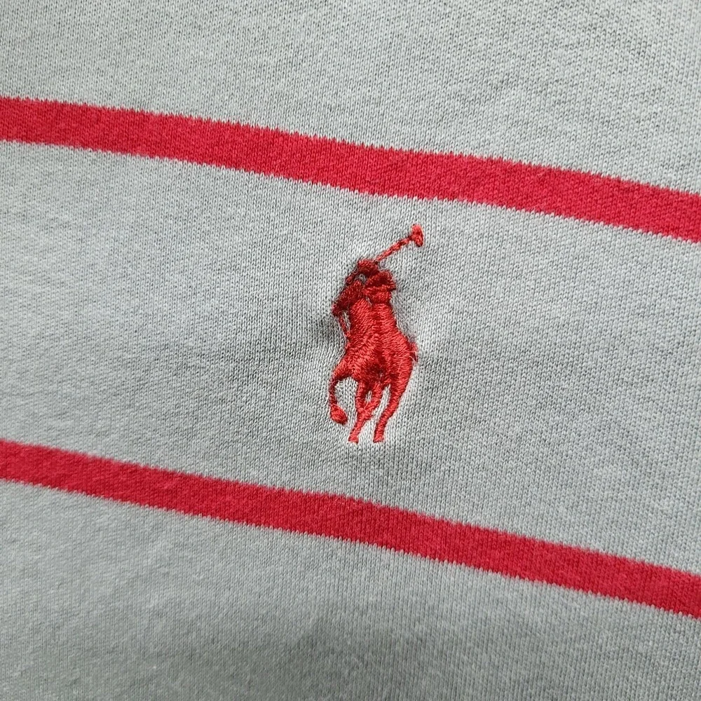 Polo Ralph Lauren Men Polo XL‎ Gray Pony Embroidery Striped Short Sleeve